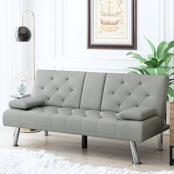 Latitude Run® Quinillo 66.3'' Linen Armless Sofa Bed & Reviews Wayfair